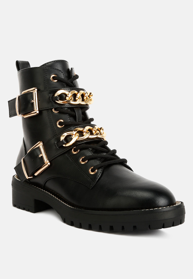 Chain Gang Embellished Biker Boots
