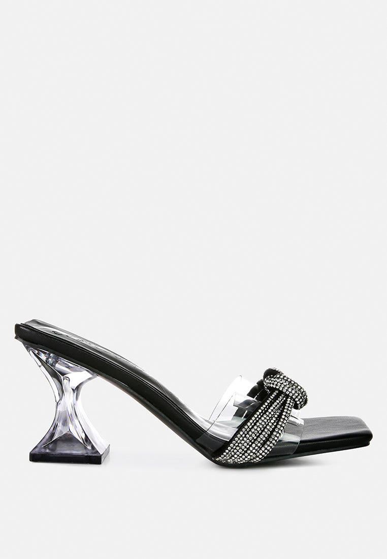 Hiorda Rhinestone Knotted Spool Heel Sandals