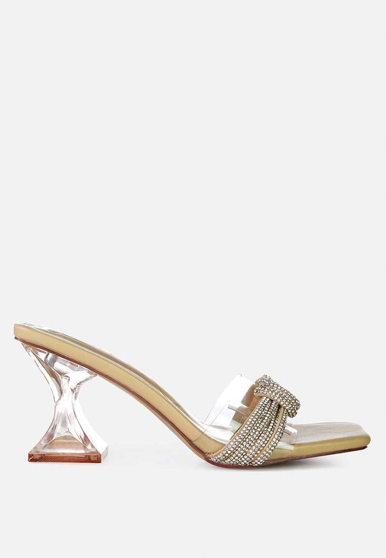 Hiorda Rhinestone Knotted Spool Heel Sandals