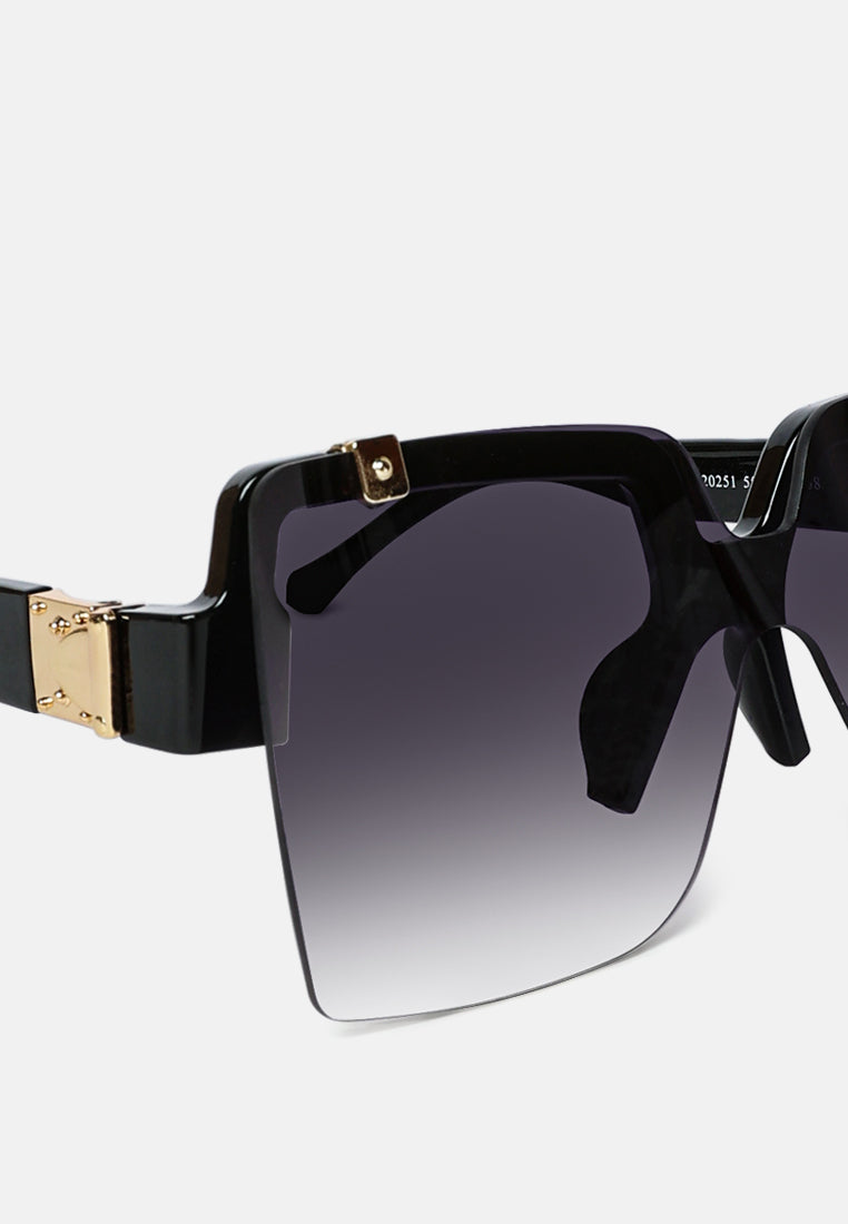 Oversized Half Rim Tinted Square Sunglasses