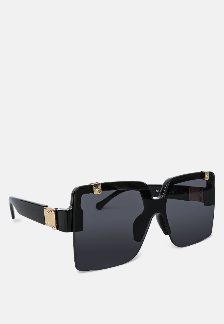 Oversized Half Rim Tinted Square Sunglasses