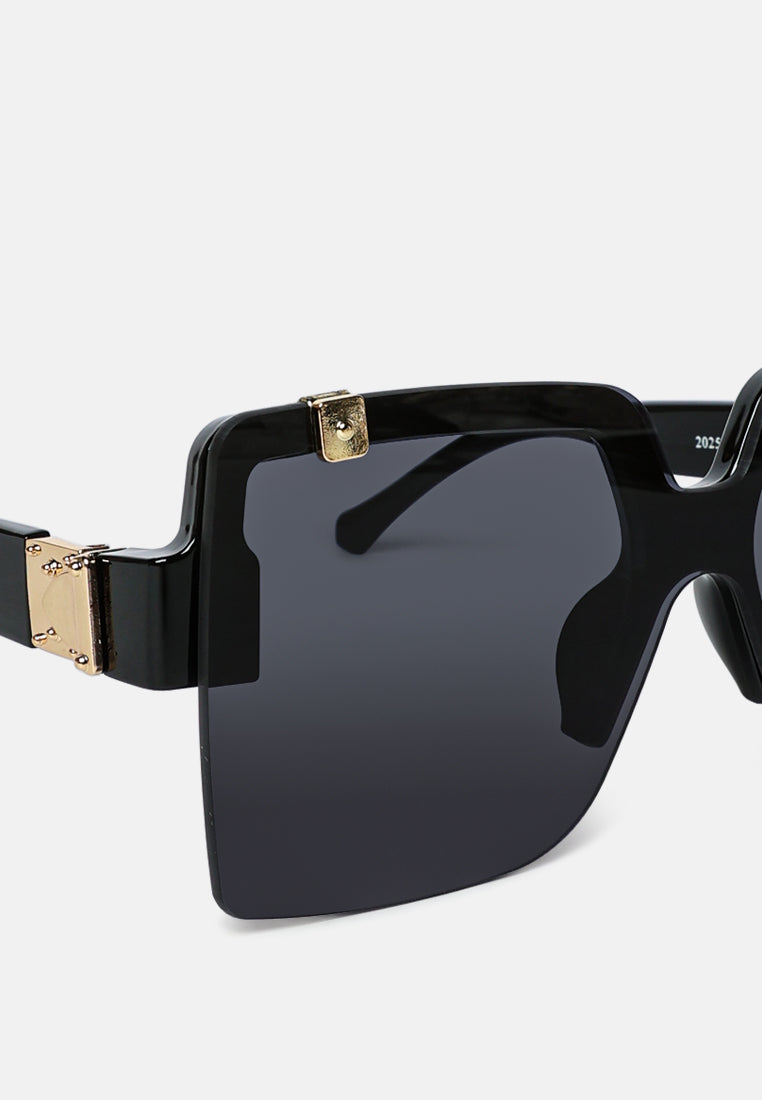 Oversized Half Rim Tinted Square Sunglasses