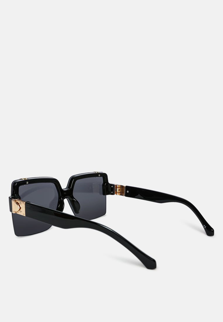 Oversized Half Rim Tinted Square Sunglasses