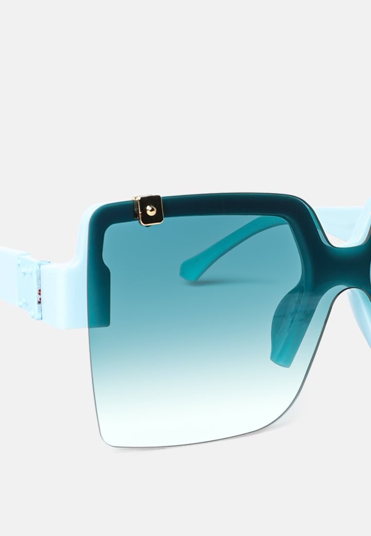 Oversized Half Rim Tinted Square Sunglasses
