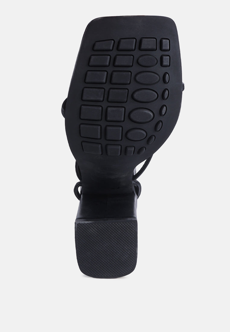 So Excited! Lace Up Block Heel Sandals