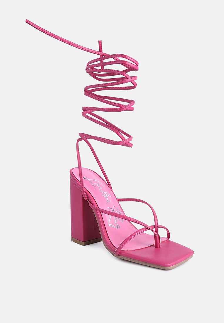 So Excited! Lace Up Block Heel Sandals