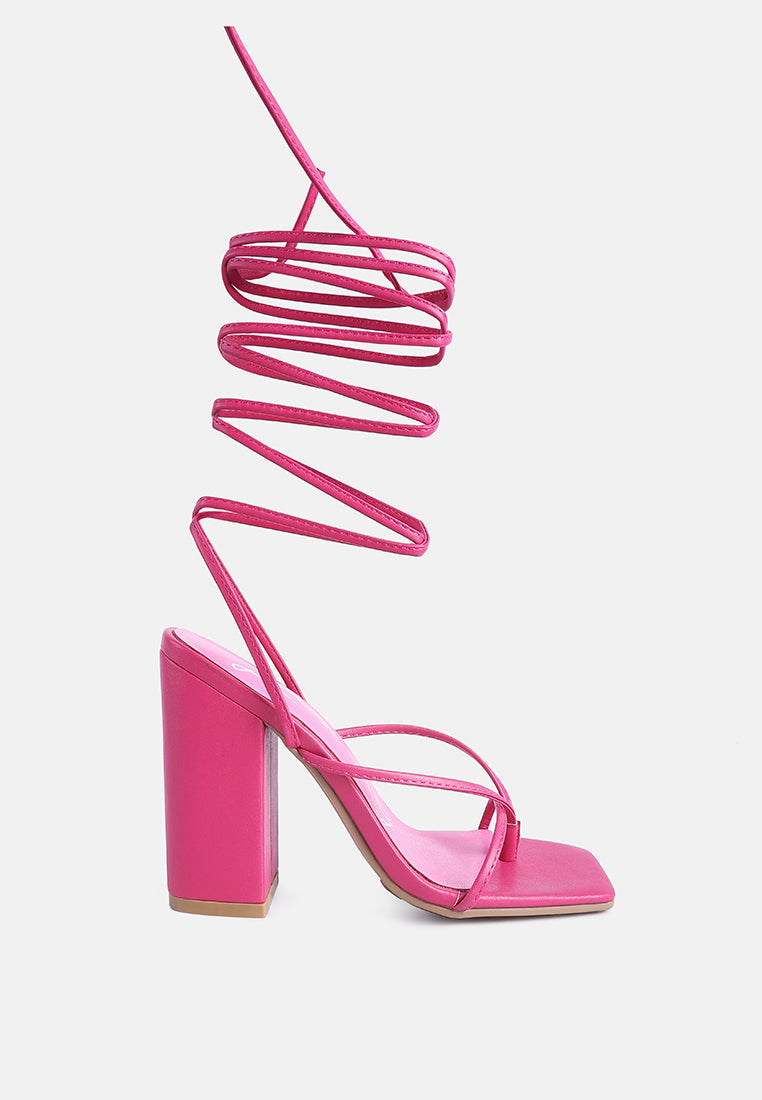 So Excited! Lace Up Block Heel Sandals