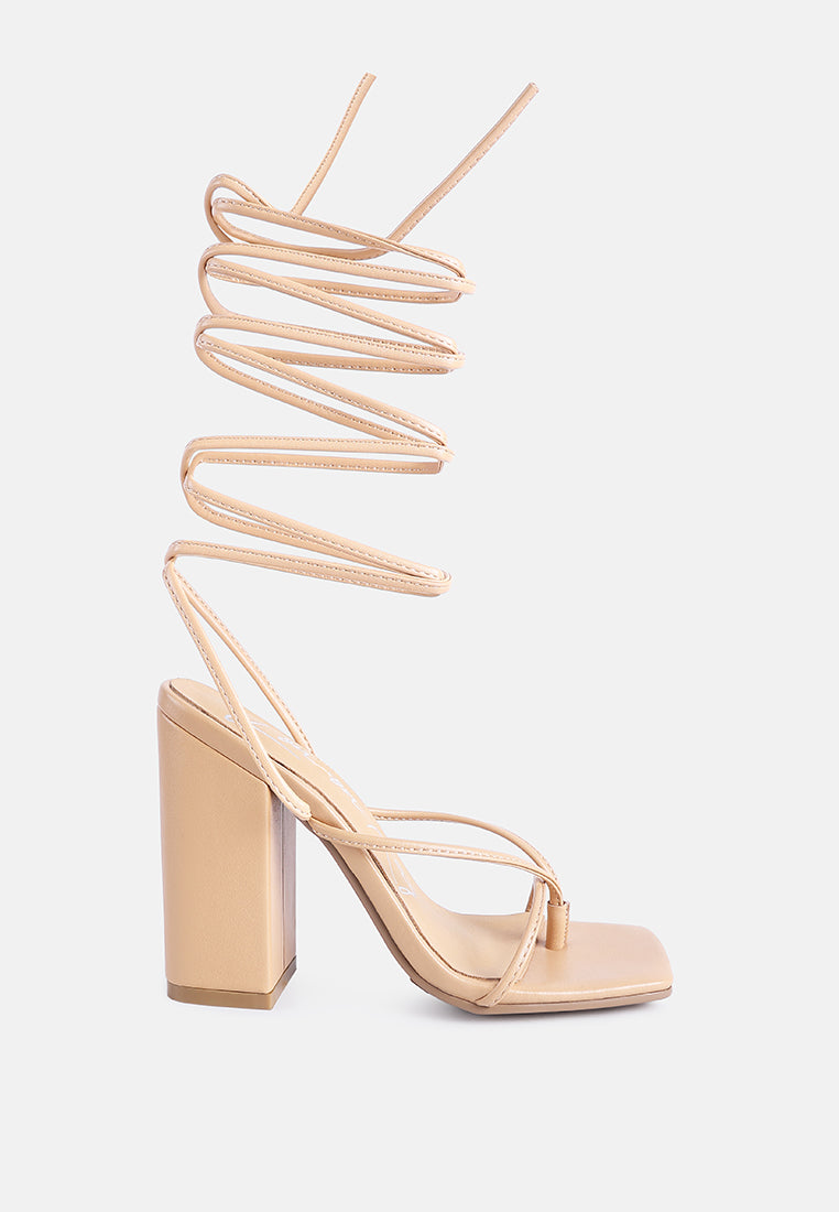 So Excited! Lace Up Block Heel Sandals