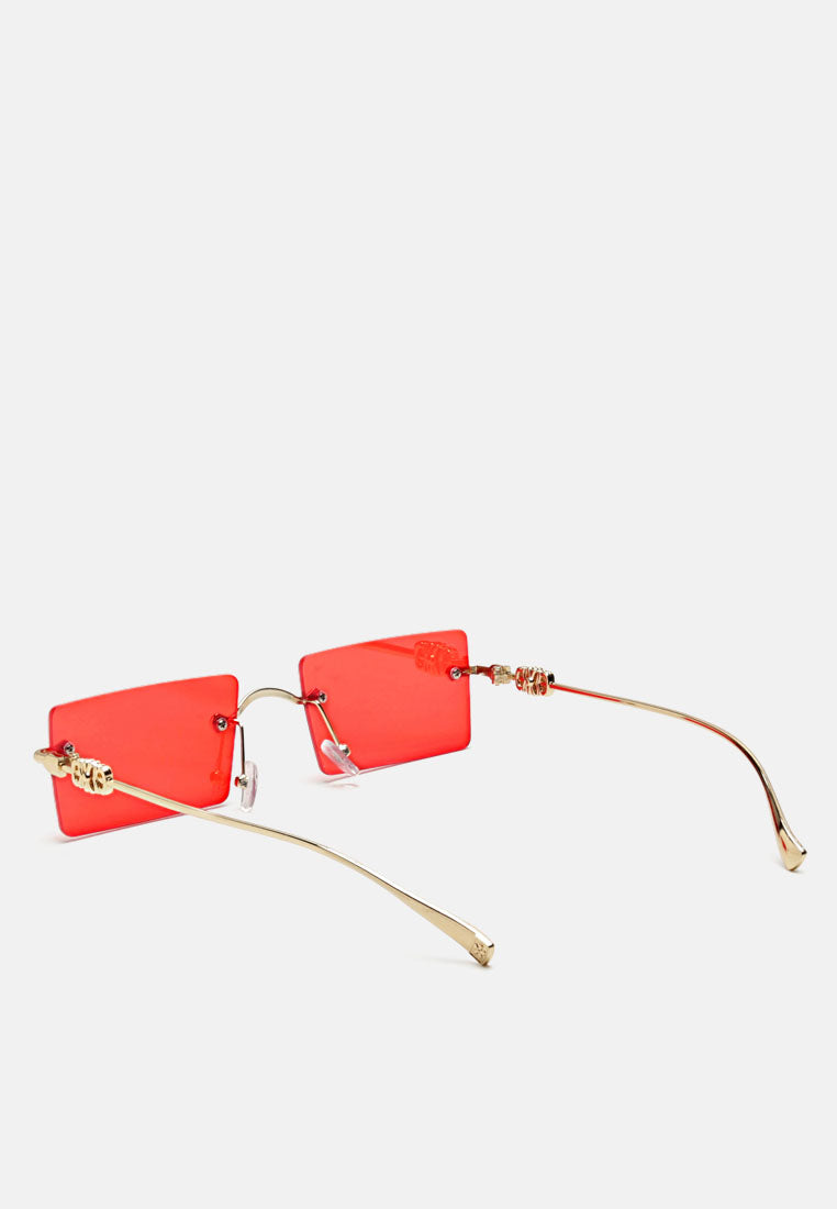 Rectangular Metallic Rimless Sunglasses