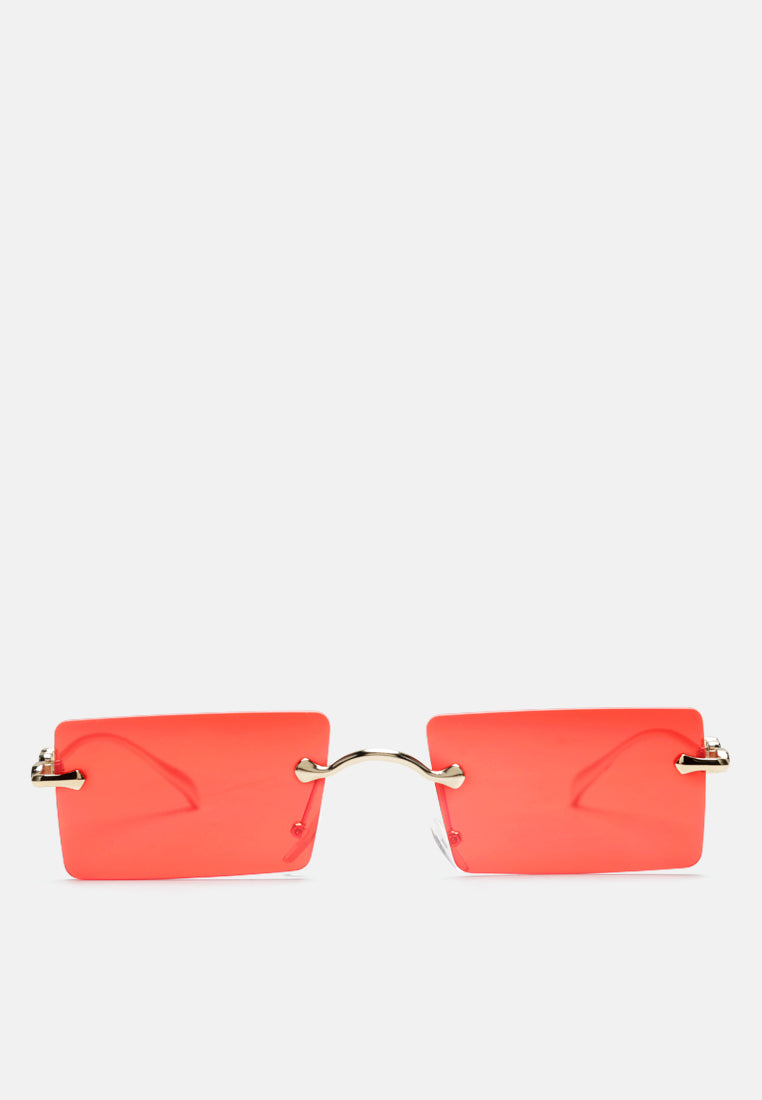 Rectangular Metallic Rimless Sunglasses