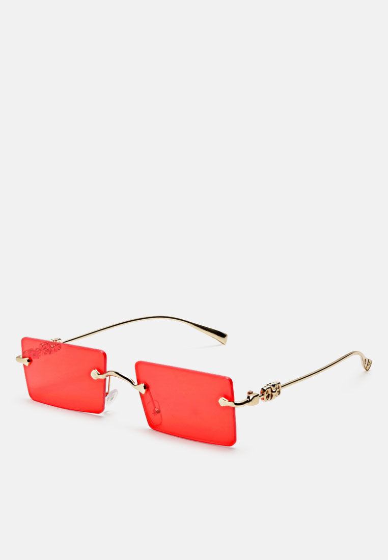 Rectangular Metallic Rimless Sunglasses