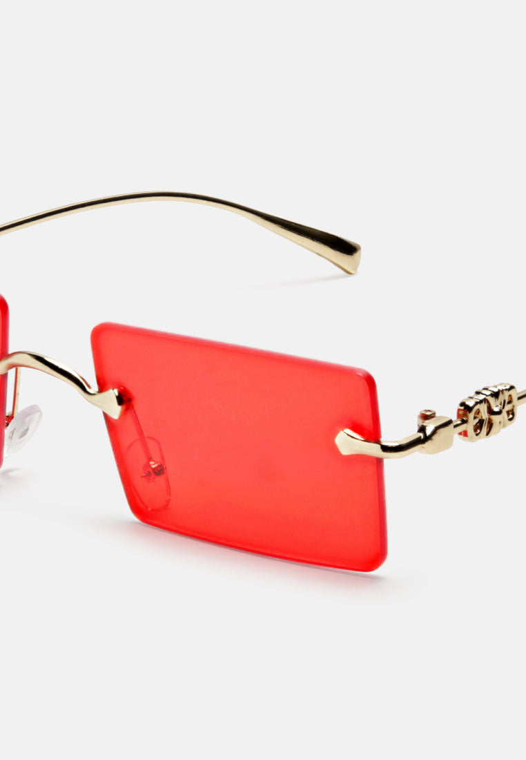 Rectangular Metallic Rimless Sunglasses