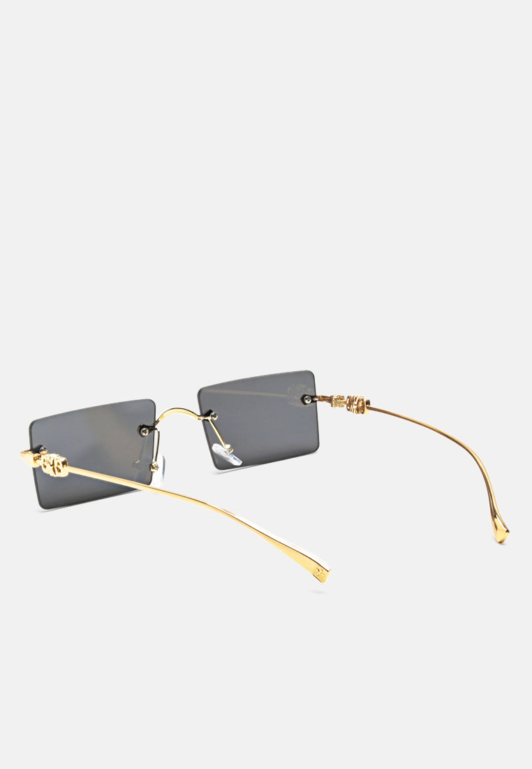 Rectangular Metallic Rimless Sunglasses