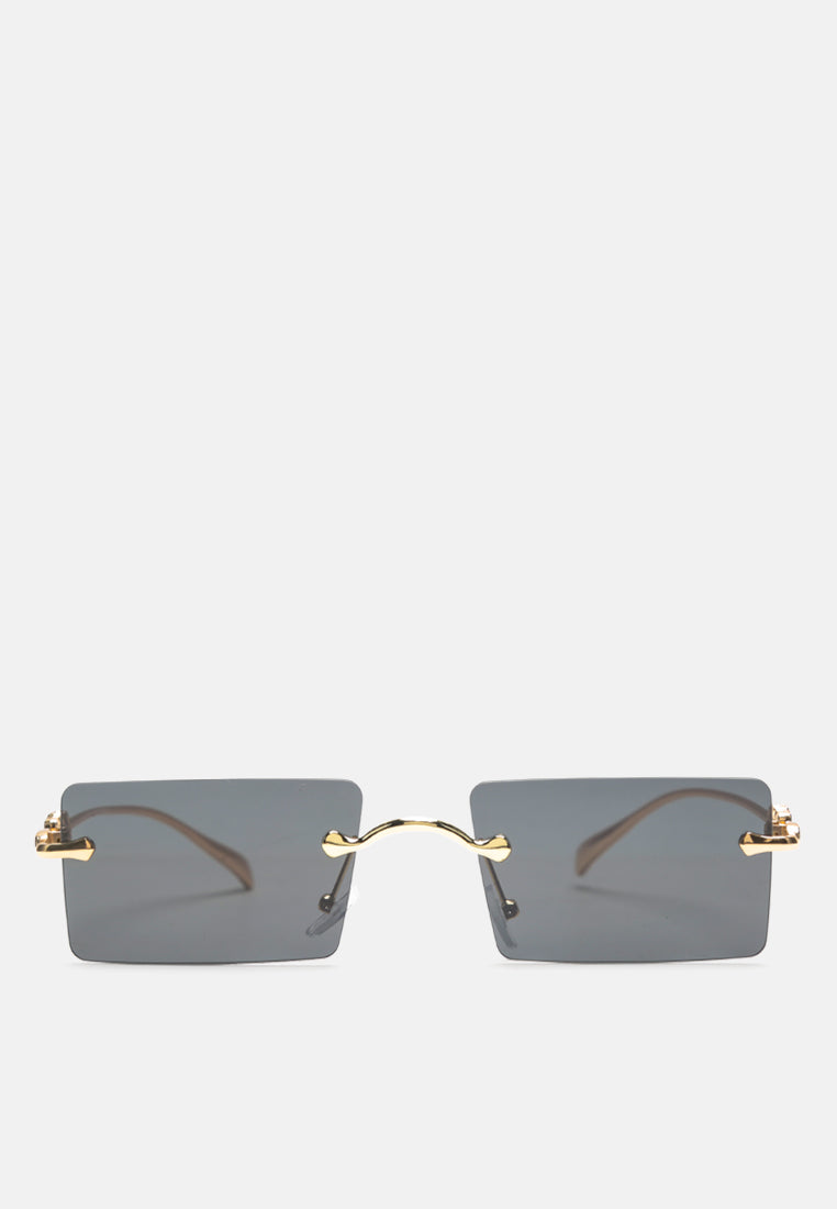 Rectangular Metallic Rimless Sunglasses
