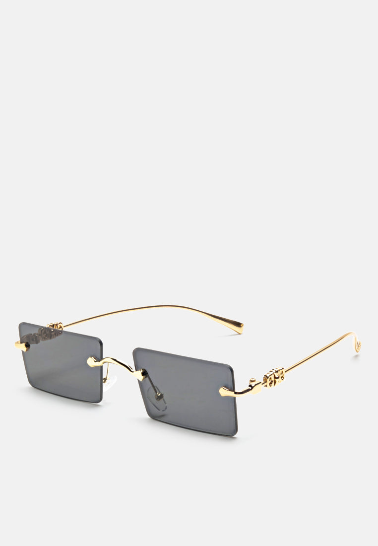 Rectangular Metallic Rimless Sunglasses