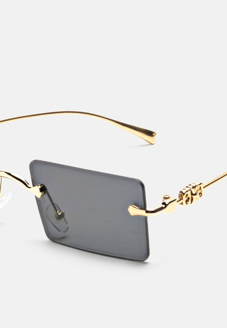 Rectangular Metallic Rimless Sunglasses