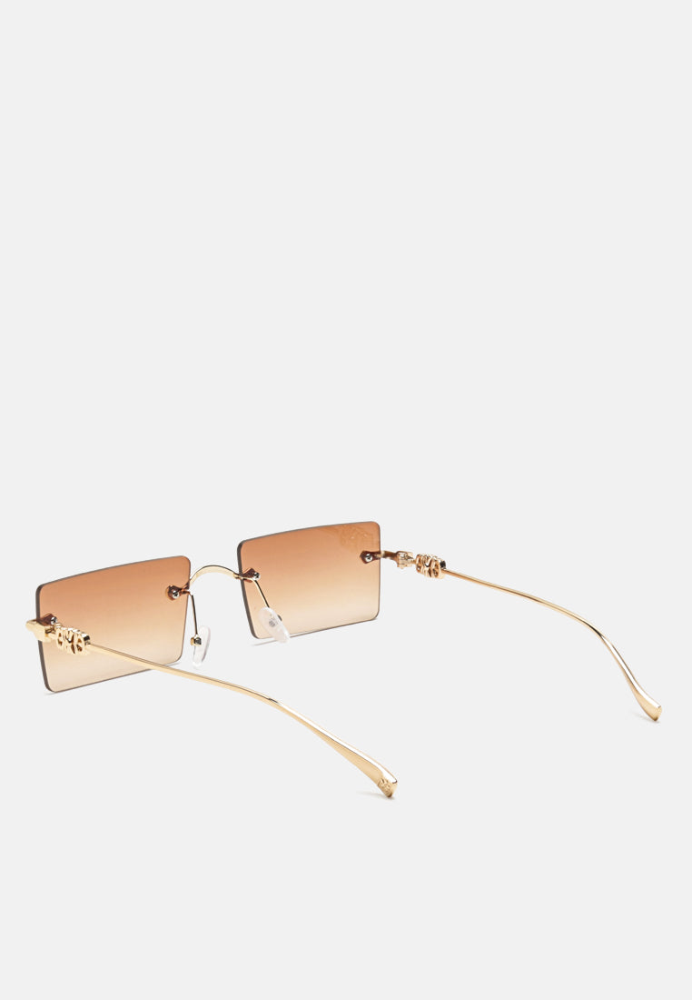 Rectangular Metallic Rimless Sunglasses