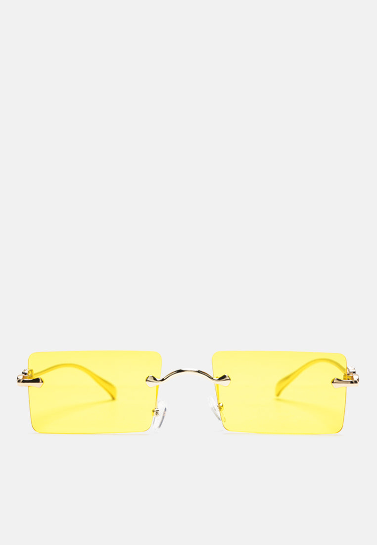 Rectangular Metallic Rimless Sunglasses