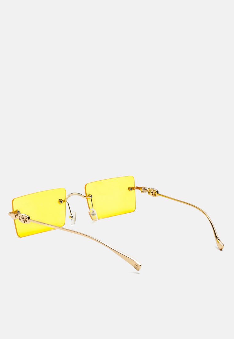 Rectangular Metallic Rimless Sunglasses