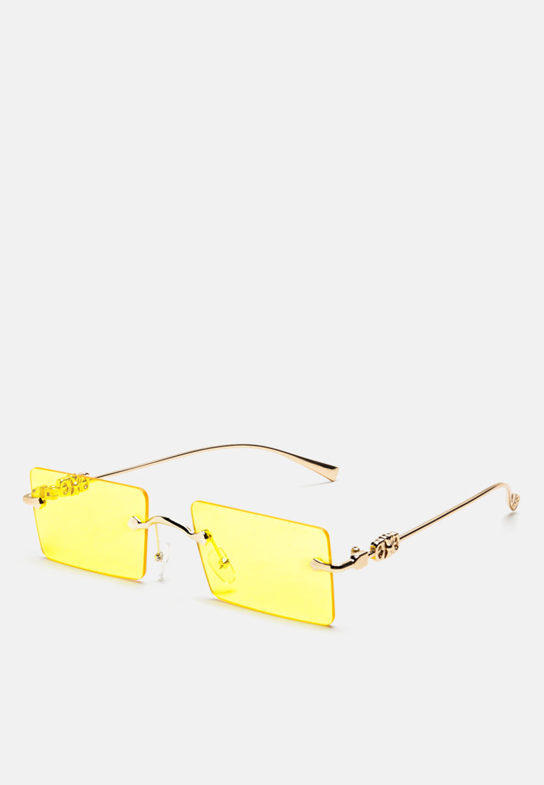 Rectangular Metallic Rimless Sunglasses