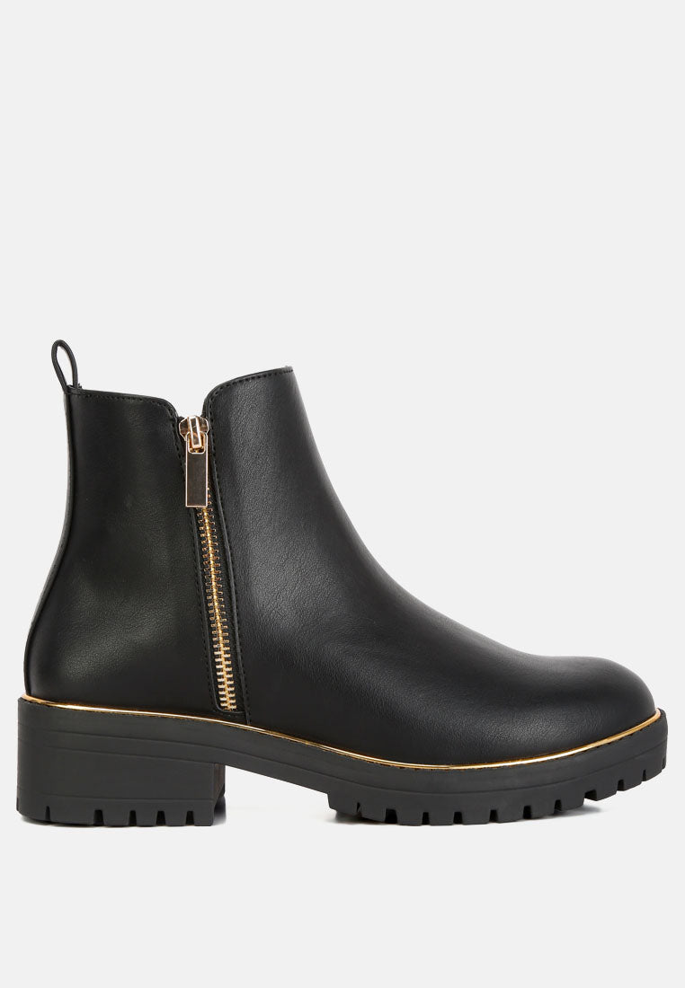 Thorin Metallic Frame Block Heel Boots