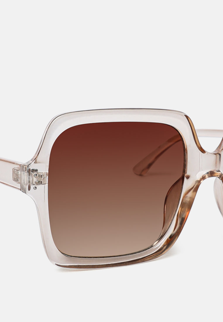 Transparent Frame Oversized Square Sunglasses