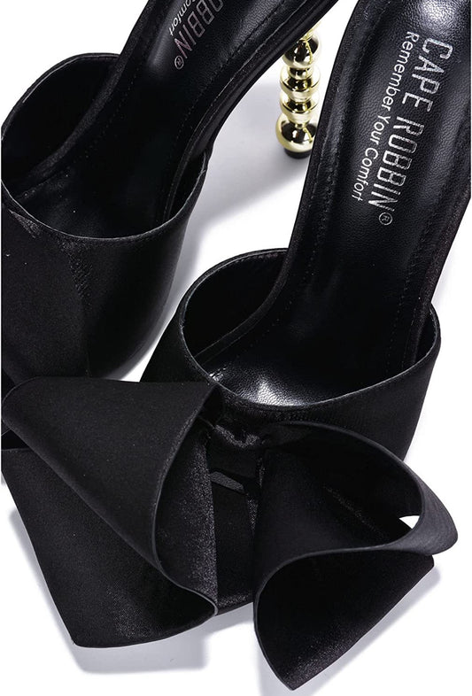 She Bougie Black and Gold "Slide-In" Heel Mule